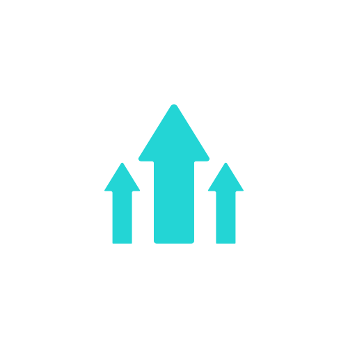 Three turquoise upward arrows on a white background