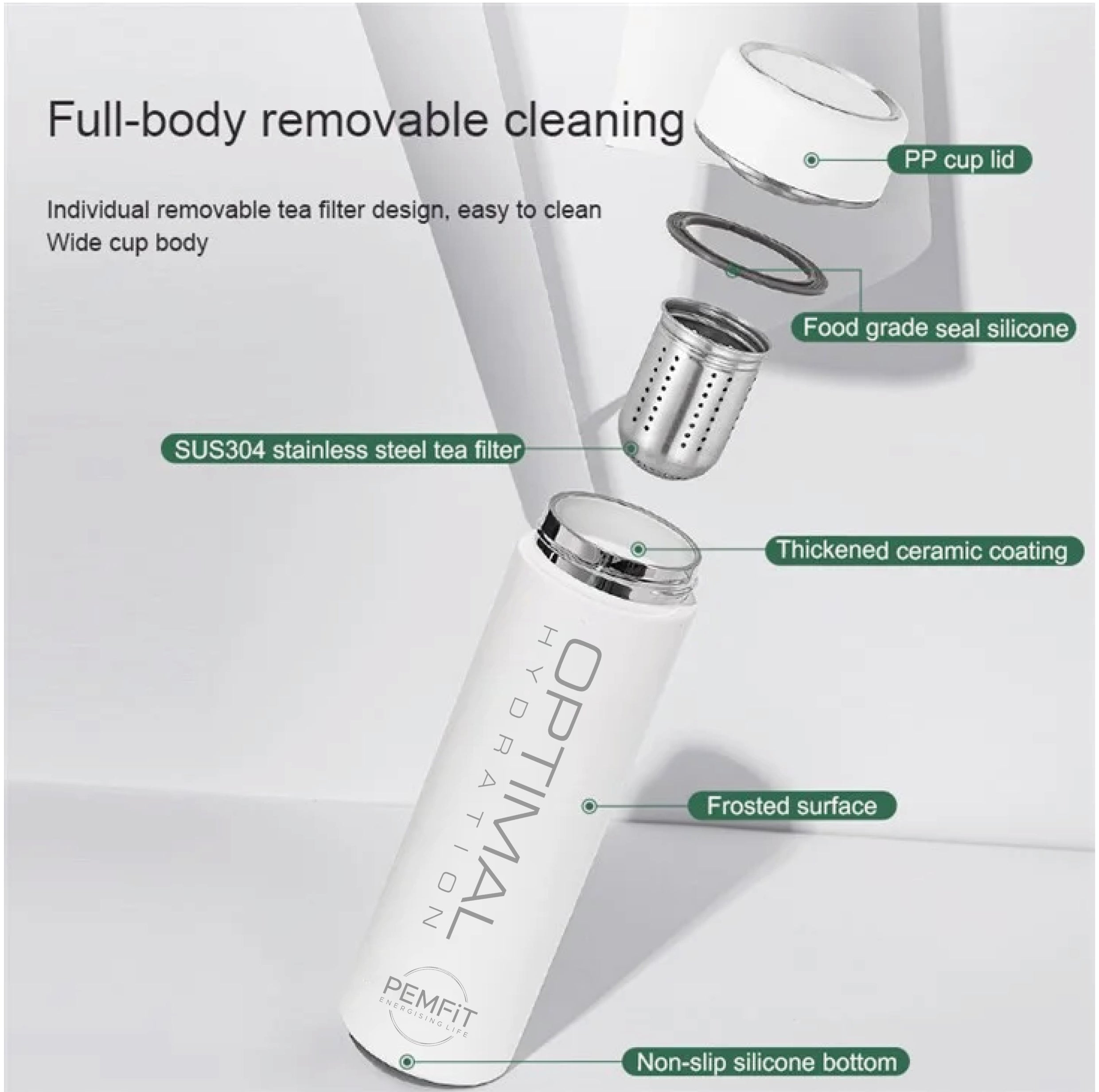 F - GO Fill & Go Stainless Steel Ceramic Lined Drinking Bottle 500ml