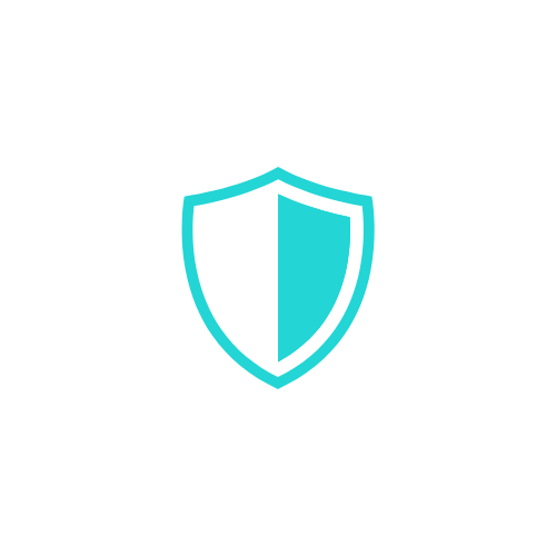 Teal shield icon on a white background